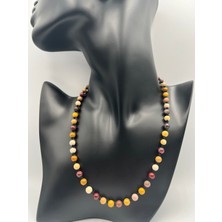 Gümüştel El Sanatları Doğal Taş Mokait Jasper Taşı Kolye Aaa Kalite 6mm