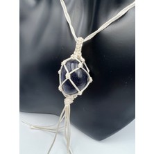 Gümüştel El Sanatları Yıldız Doğal Taş Tasarım Kolye El Yapımı Örgü Model Aaa Kalite