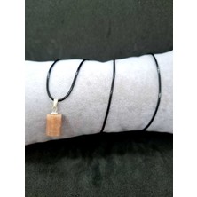 Gümüştel El Sanatları Güneş Taşı Kolye Silindir Doğal Taş