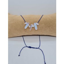 Gümüştel El Sanatları Doğal Opal Taşı Tasarım Kolye Makrome Ayarlı Kilit Sistemi