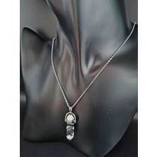 Gümüştel El Sanatları Panda Jasper Doğal Taş Pandül Kolye Zincir Dahil Sürpriz Hediyeli