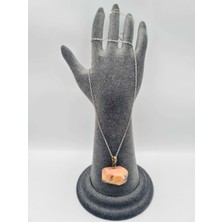 Gümüştel El Sanatları Morganit Doğal Taş Kolye Aaa Kalite Zincir Hediyeli