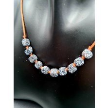 Gümüştel El Sanatları Küp Akik Doğal Taş Kolye Aaa Kalite