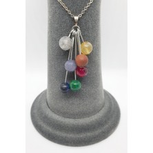 Gümüştel El Sanatları Doğal 7 Taş Kolye Orijinal Doğal Taş Tasarım Kolye