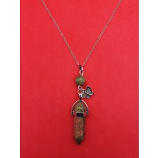 Gümüştel El Sanatları Unakit Taşı Pandül Kelebek Kolye Doğal Taş Özel Tasarım Model