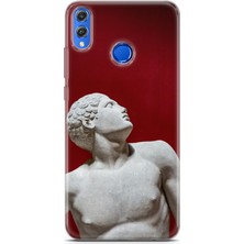 Uvilda Honor 8x Kılıf Uv Baskılı Abxbi 2 Darbe Emici Heykel Kırmızı