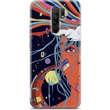 Uvilda Xiaomi Redmi 9 Kılıf Uv Baskılı Abxbi 3 Silikon Soyut Yüz