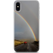 Uvilda Apple iPhone x Kılıf Uv Baskılı Abxbi 6 Koruyucu Kılıf Gökkuşağı