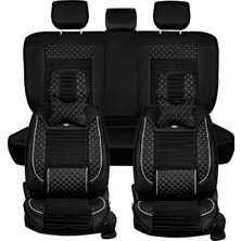 Fresh Start Citron C4 Cactus Uyumlu Lüks Deri Oto Koltuk Kılıfı 5'li Set Siyah Beyaz