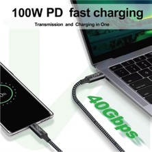 Livx Action Thunderbolt 4 Type C Kablo 100 W Pd Şarj 3 Metre 40 Gbps Veri ve Görüntü Aktarım Kablosu Örgülü Kablo