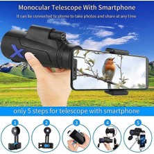 Monoküler Teleskop, 12X50 Yüksek Güçlü Hd Zoom Bak4 Prısm Su Geçirmez Monoküler, Akıllı Telefon Tutucusu ve Tripod Teleskop Teleskopu, Kuş Gözlemciliği Gezme Konseri Için (Siyah) (Yurt Dışından)