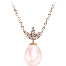 Sirius Pırlanta Markiz Kesim Pırlanta Görünümlü Pembe Inci Kolye 0442P0002