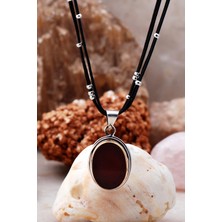 Sümer Telkari Akik El Sarması Gümüş Tasarım Kolye 6801