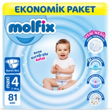 Molfix Bebek Bezi 4 Beden Maxi Ekonomik Paket 81 Adet