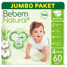 Bebem Natural Bebek Bezi 4 Beden Maxi Jumbo Paket 60 Adet