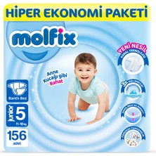 Molfix Bebek Bezi 5 Beden Junior Hiper Ekonomi Paketi 156 Adet