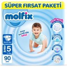 Molfix Bebek Bezi 5 Beden Junior Süper Fırsat Paketi 90 Adet