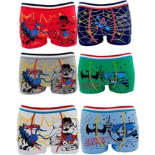 Shopiolog Erkek Çocuk Pamuklu Desenli Boxer 6 Kırmızı Renkli Eğlenceli Tasarım 10-11 Yaş İçin