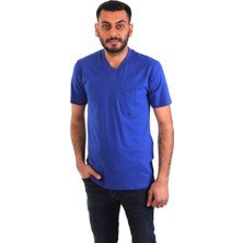 Eser İş Güvenliği Eser - V Yaka Kısa Kol İş Tişörtü - Cepli - Saks Mavi