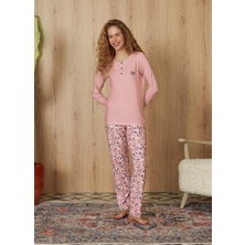 Doreanse Büyük Beden Kadın Pembe Ebru Desenli Pijama Takımı 4264P
