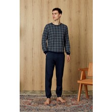 Doreanse Erkek Kareli Üst Gri T-Shirt Pijama Takımı 4684