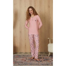 Doreanse Kadın Pembe Ebru Desenli T-Shirt Pijama Takımı 4264