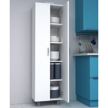 Home Gallery 4 Raflı Çok Amaçlı Ofis/Kiler/Banyo/Mutfak Dolabı 50 cm 1.Sınıf Mdf Parlak Beyaz
