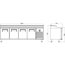 Galleyz Make Up Buzdolabı - 4 Kapılı - Alçak 250X70X97 cm