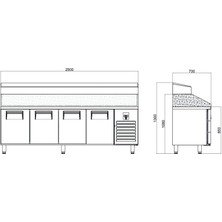 Galleyz Make Up Buzdolabı - 4 Kapılı - Mermerli - Yüksek 250X70X130 cm
