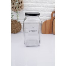 Zeze Desing Cam Kavanoz Saklama Kabı Siyah Kapak 3000 ml (Coffee)