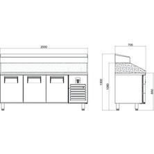 Galleyz Make Up Buzdolabı - 3 Kapılı - Mermerli - Yüksek 200X70X130 cm