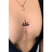 Acousticworld Göğüs Arası Geometrik Lotus Çiçeği Tattoo Geçici Dövme Minimal Tattoo Aksesuar Şık Moda Aksesuar