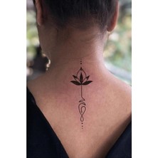 Acousticworld Göğüs Arası Geometrik Lotus Çiçeği Tattoo Geçici Dövme Minimal Tattoo Aksesuar Şık Moda Aksesuar
