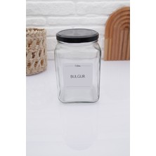 Zeze Desing Cam Kavanoz Saklama Kabı Siyah Kapak 1600 ml (Bulgur)