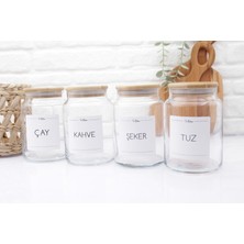 Zeze Desing Bambu Kapaklı Cam Çay-Kahve-Şeker-Tuz Saklama Kavanozu 890 ml