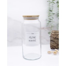 Zeze Desing Bambu Kapaklı Cam Filtre Kahve Saklama Kavanozu 1300 ml