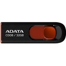 Adata C008 32GB USB2.0 Siyah-Kırmızı USB Bellek AC008-32G-RKD