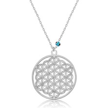 Gökdeniz 925 Gümüş Nazar Gözlü Yaşam Çiçeği Kolye