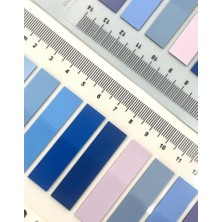 Kağıt Gemi Dükkan 10 Renkli Cetvelli Canlı Mavi Tonları Şeffaf Pet Indeks / Index Sticker / Sticky Note / Post-It