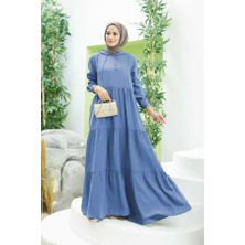 Neways 6531-MODAL  Kapşonlu Reglan Kollu Elbise Indigo