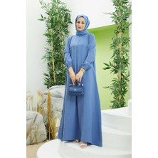 Neways 6482-MODAL A Pileli Elbise Indigo