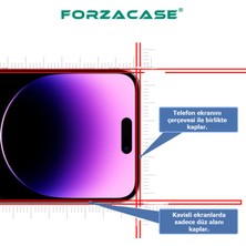 Forzacase iPhone 13 Pro ile Uyumlu Çerçeveli Tam Kaplayan Temperli Ekran Koruyucu - FC003