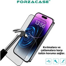 Forzacase iPhone 13 Pro ile Uyumlu Çerçeveli Tam Kaplayan Temperli Ekran Koruyucu - FC003