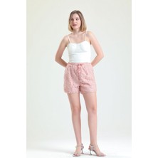 Sense Lastikli Içi Astarlı Dantel Şort ŞRT33683 Pudra