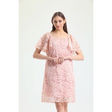 Sense Kollar Volanlı Içi Astarlı Dantel Elbise | ELB33541