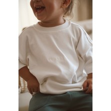 Ohlala Koala Bisiklet Yaka Nakışlı Oversize Basic T-Shirt Bebek - Çocuk