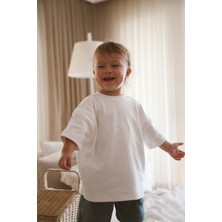 Ohlala Koala Bisiklet Yaka Nakışlı Oversize Basic T-Shirt Bebek - Çocuk