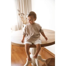 Ohlala Koala Bisiklet Yaka Nakışlı Oversize Basic T-Shirt Bebek - Çocuk