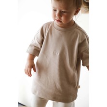 Ohlala Koala Bisiklet Yaka Nakışlı Oversize Basic T-Shirt Bebek - Çocuk