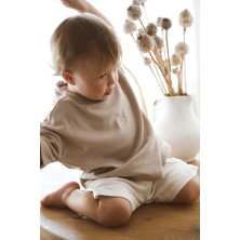 Ohlala Koala Bisiklet Yaka Nakışlı Oversize Basic T-Shirt Bebek - Çocuk